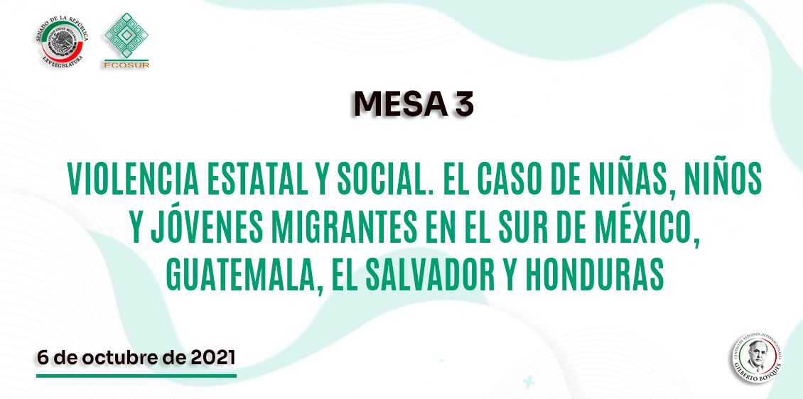 Mesa 3. Violencia estatal y social. El caso de niñas, niños y jóvenes migrantes en el Sur de México, Guatemala, El Salvador y Honduras
