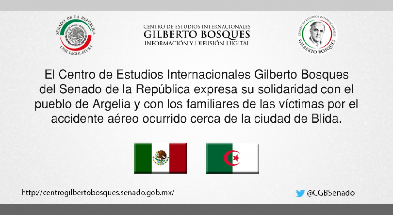 Condolencias por el accidente aéreo en la ciudad de Blida, Argelia
