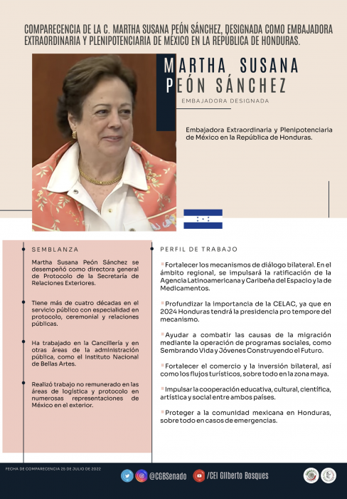 Comparecencia de la C. Martha Susana Peón Sánchez